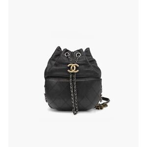 CHANEL Black Chain Bucket Bag A-A19380